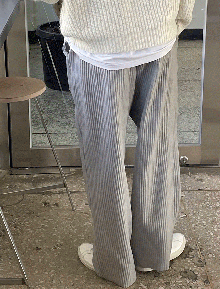 Wide Corduroy Pleats Cozy Pants