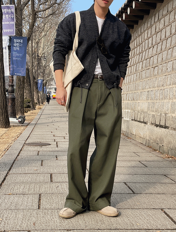 Cuffs One-Tuck Cotton Pants