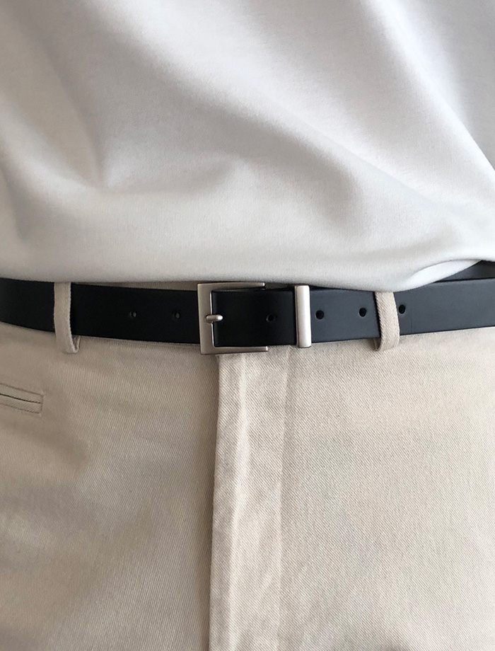 Minimal Single Square Leather Belt