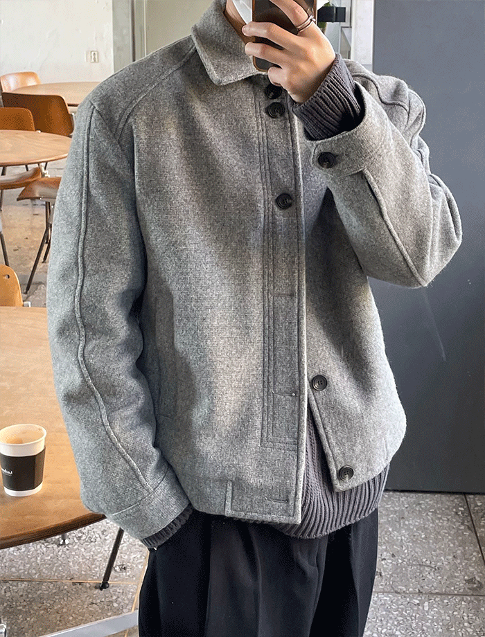 Semi-Over Two-Button Wool Short Jacket