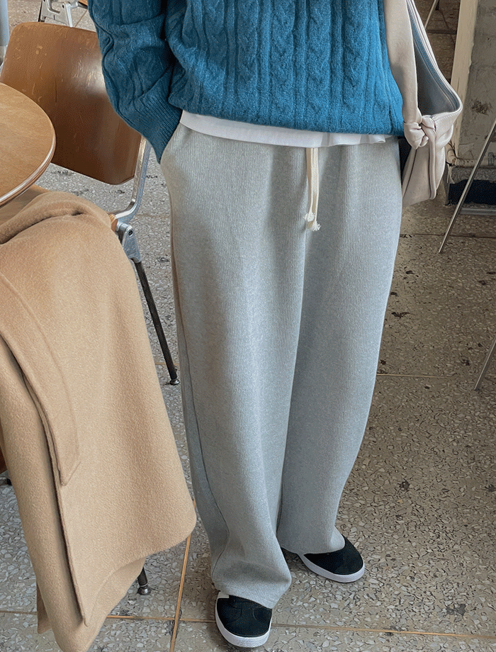 Wide Tension String Soft Knit Pants