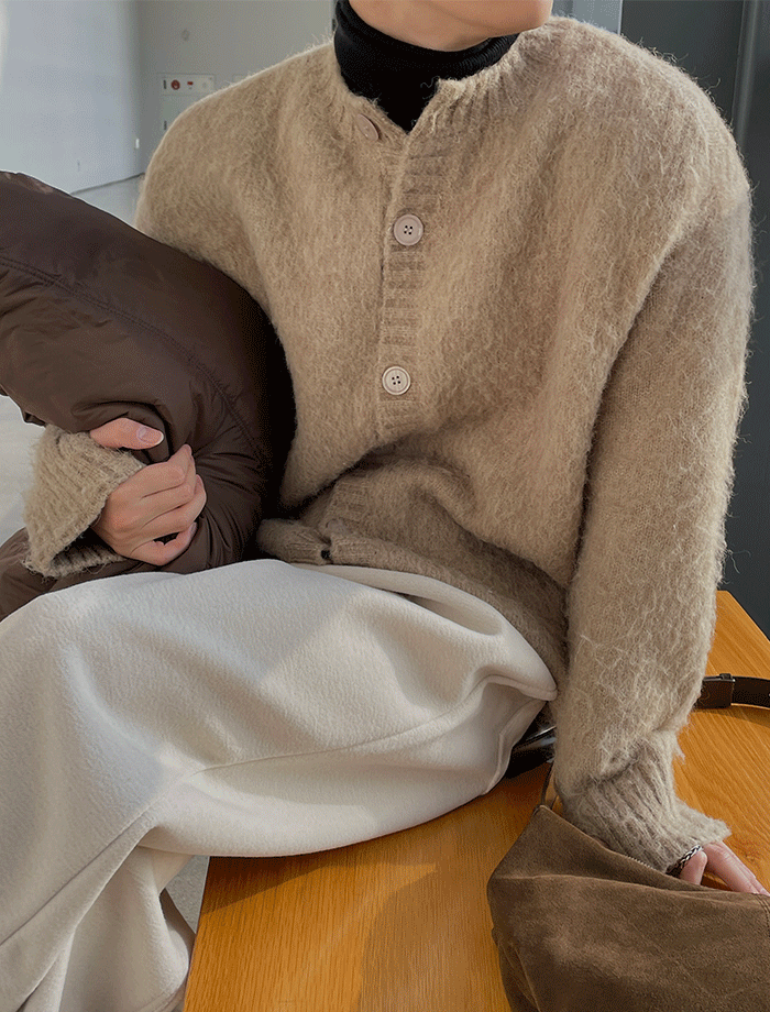 Mohair Warmer Button Round Cardigan Knit