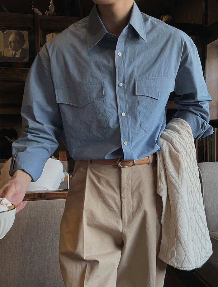Semi-Over Western Two-Pocket Shirts