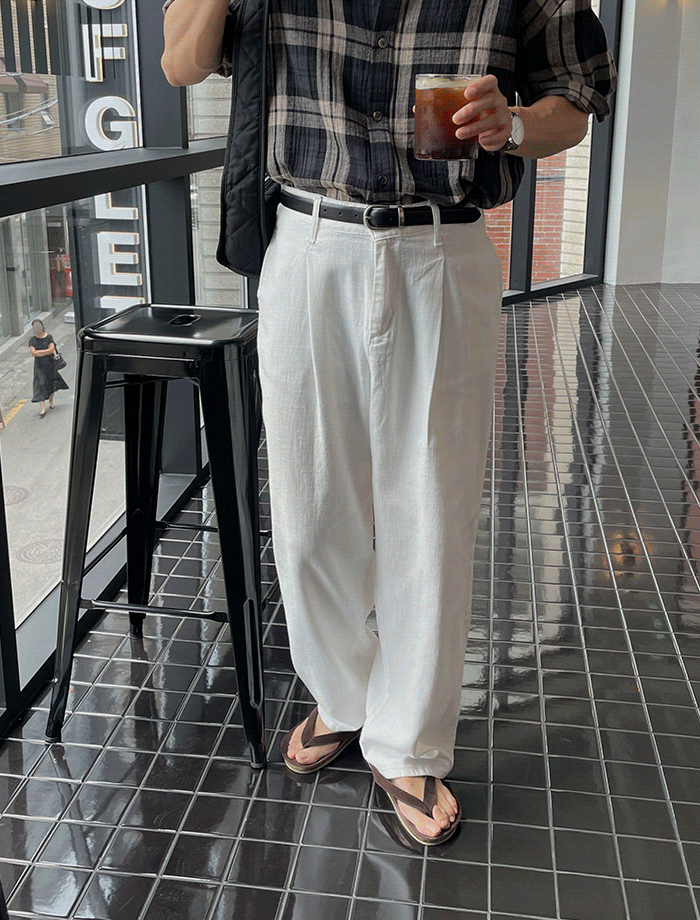 Wide One-Tuck Cool Linen Pants