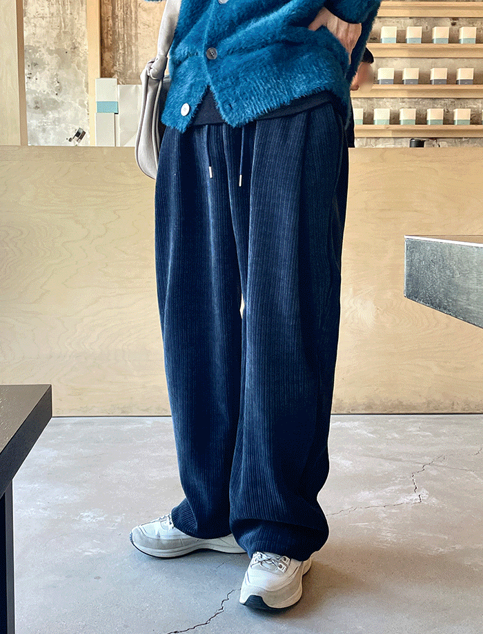 Wide Heavy Corduroy One-Tuck Cozy Pants