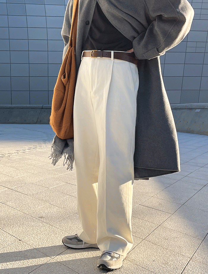 Wide Peach Cotton One-Tuck Cozy Pants