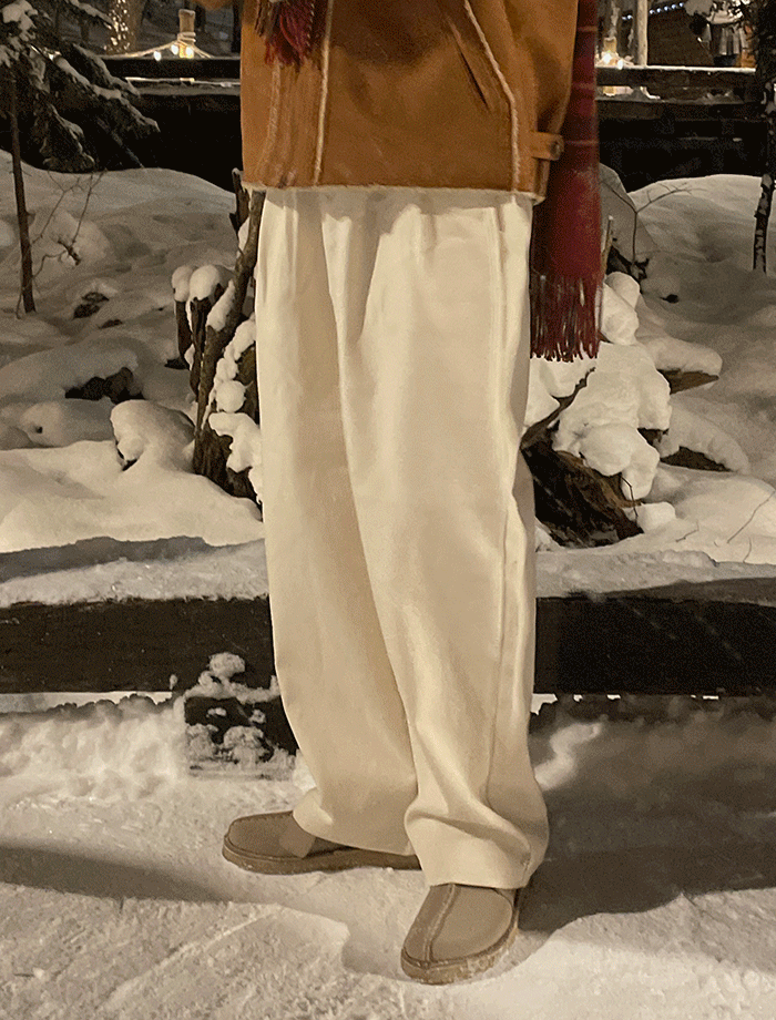 Wide Winter Two-Tuck Cozy Cotton Pants