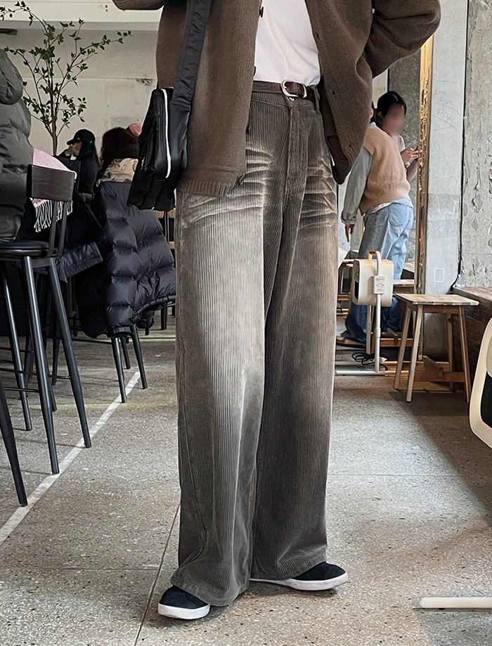 Wide Straight Corduroy Washed Pants