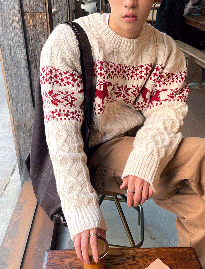 Oversized Nordic Cable Wool Dear Knit