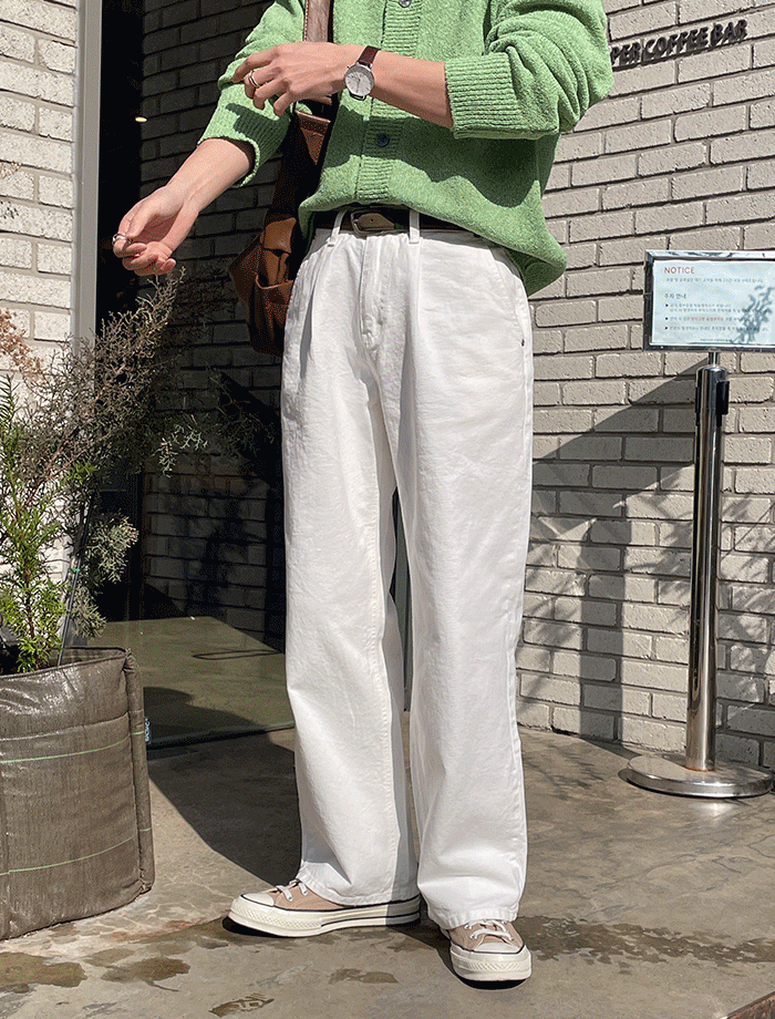 Wide Minimal Pin Cotton Pants