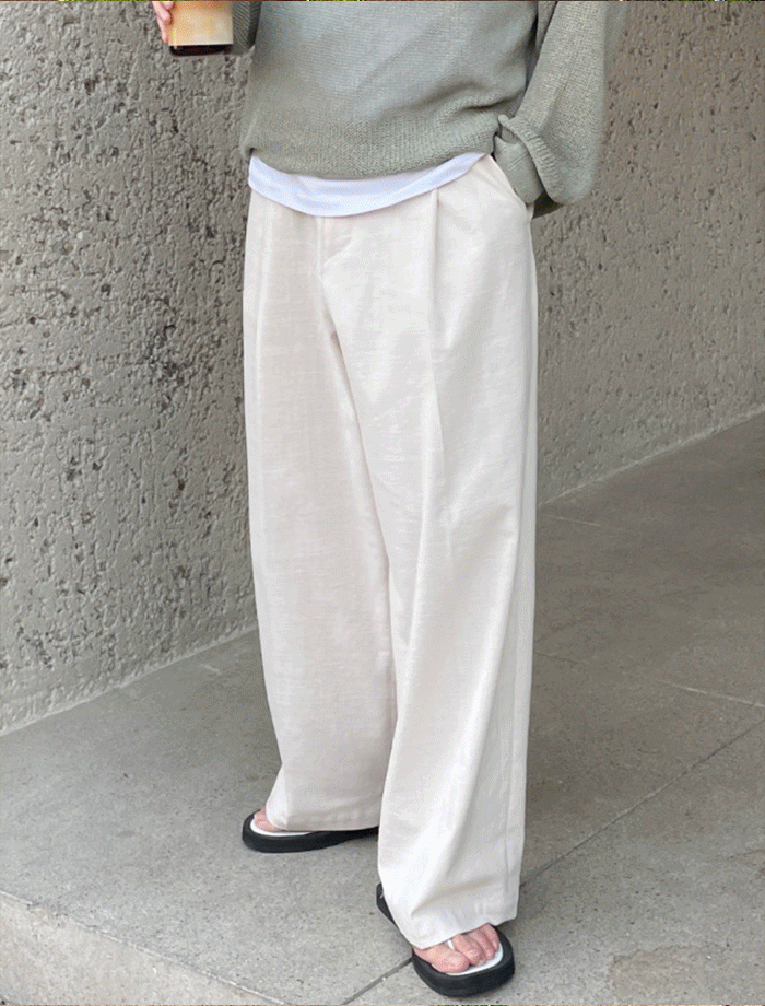 Linen One-Tuck Wide Pants