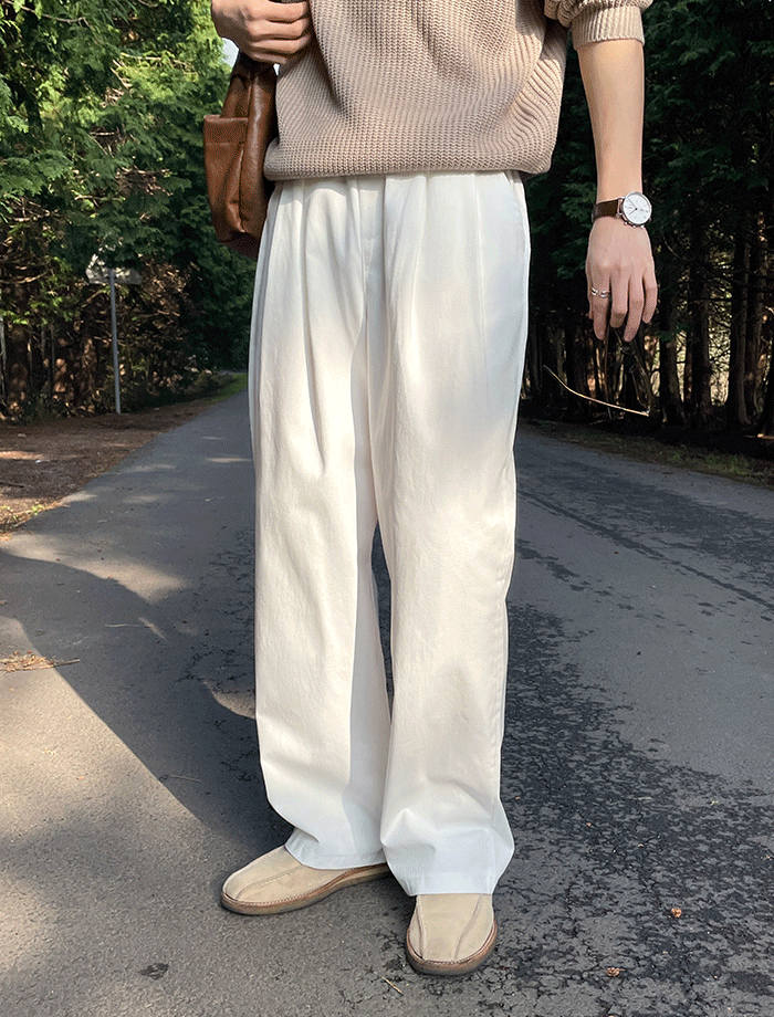 Wide Cozy Every Cotton Two-Tuck Pants